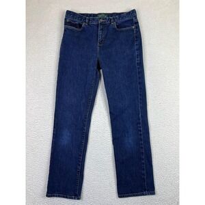 Lauren Ralph Lauren Jeans Womens 10 Stretch Denim Straight Leg Embroidered LRL